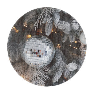 Planche À Découper Décorations d'arbres de Noël, fond lumineux festif