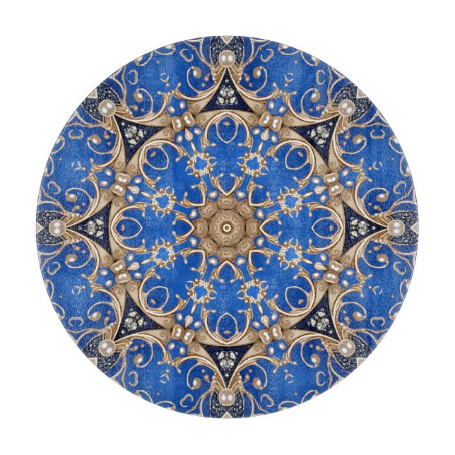 Planche à découper décorative bleu or (Devant)