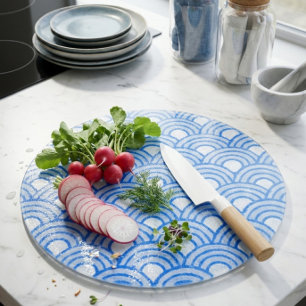 Planche à découper décorative en verre Cerulean Sc