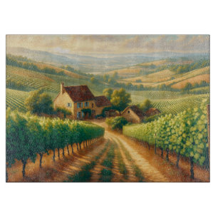 Planche À Découper Découpage de peinture à l'huile de vignoble frança