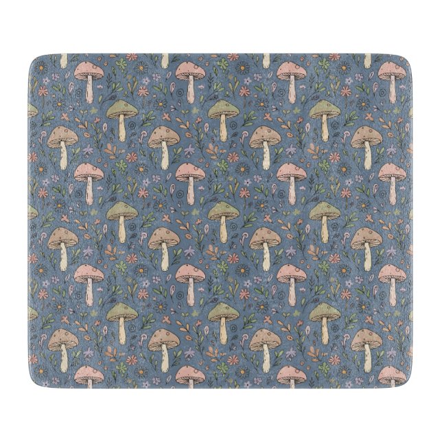 Planche À Découper Deep Slate Gray Fungi Minimalist Moody Gift (Devant)