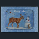 Planche À Découper Deer & Snowman Christmas Snowflakes<br><div class="desc">Une rondelle blanche grignote le nez de la carotte d'un bonhomme de neige de Noël alors qu'un mignon petit lapin de lapin supplie le cerf de partager un morceau. Mais ça appartient vraiment au bonhomme de neige,  n'est-ce pas ? Accentué par un arrière - plan de fêtes de neige.</div>