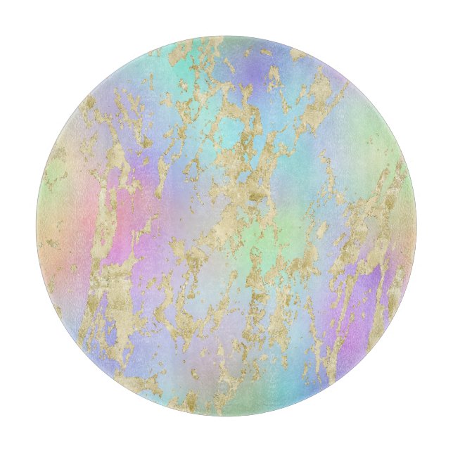 Planche À Découper Dégradé de arc-en-ciel moderne et motif de marbre  (Devant)