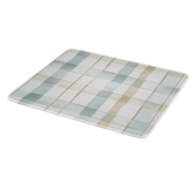 Planche À Découper Déjeuner de mariage à carreaux bleu crème blanc (Coin)