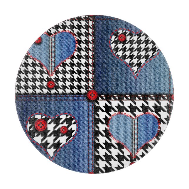 Planche À Découper Denim Patchwork : Motif en tissu transparent (Devant)