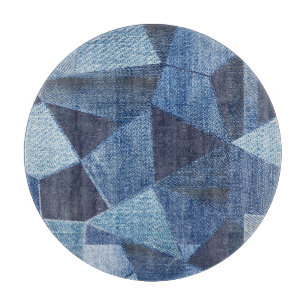 Planche À Découper Denim Urban : Patchwork à rayures détendues.