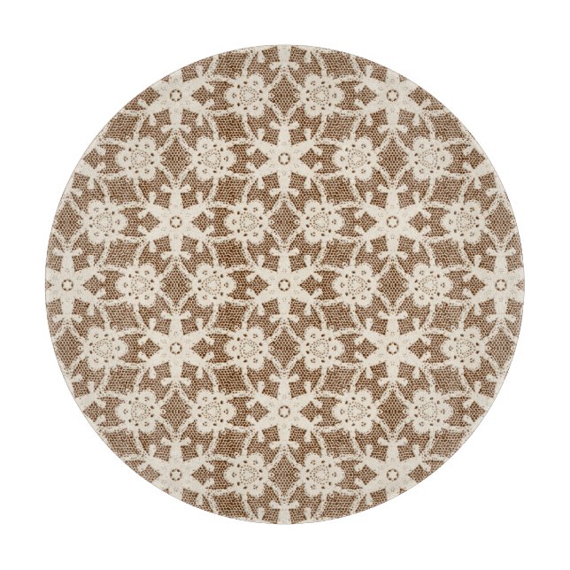 Planche À Découper Dentelle antique - crème et marron (Devant)