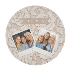 Planche À Découper Dentelle d'ivoire personnalisée Mariage Élégant Vi