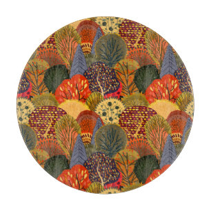 Planche À Découper Des arbres d'automne stylisés, des motifs de forêt