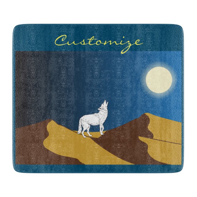Planche À Découper Desert Coyote Howling Pleine lune Thunder_Cove l (Devant)