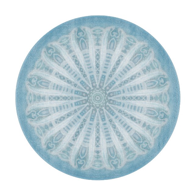 Planche À Découper Design boho bleu et turquoise moderne (Devant)
