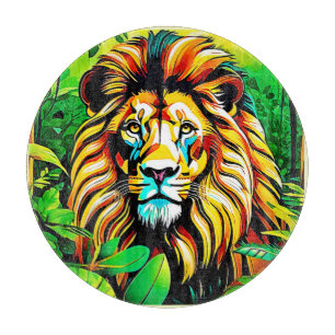 Planche À Découper Design d'art pop de Jungle Lion