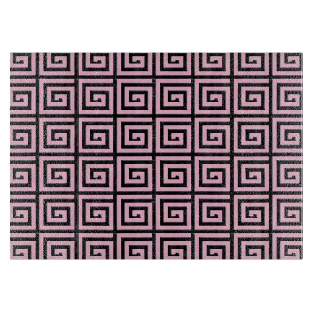 Planche À Découper Design de clé grecque - rose et noir (Devant)