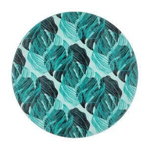 Planche À Découper Design feuille de palmiers tropicaux vert.