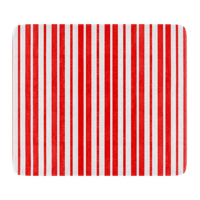 Planche À Découper Design Motif de bandes verticales blanc rouge (Devant)