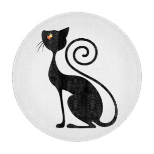 Planche À Découper Design Vintage de chat noir