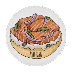 Planche À Découper dessin animé de bagel saumon