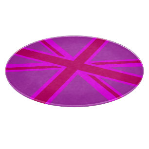 Planche À Découper Dessin de drapeau Union Jack rose fuchsia