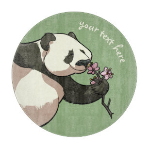Planche À Découper Dessin de Panda Blissant Fleurs de fleurs