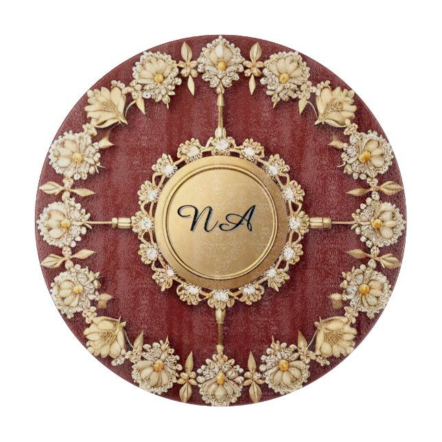 Planche À Découper Dessin floral orné en or (Devant)