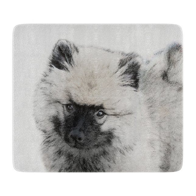 Planche À Découper Dessin Keeshond Chiot - Joli dessin original Chien (Devant)