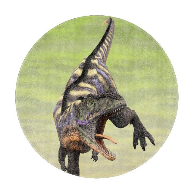 Planche À Découper Dessin préhistorique drôle d'Aucasaurus rugissant  (Devant)