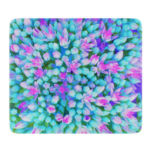 Planche À Découper Détail de fleurs de Sedum succulentes bleu et rose