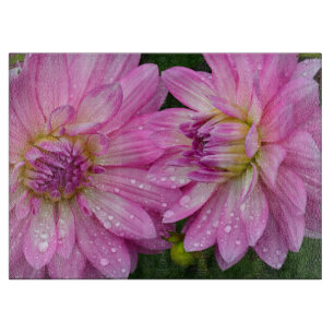 Planche À Découper Deux fleurs dahlia roses