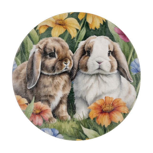 Planche À Découper Deux lapins de lapin de lapin de petite lop (Devant)