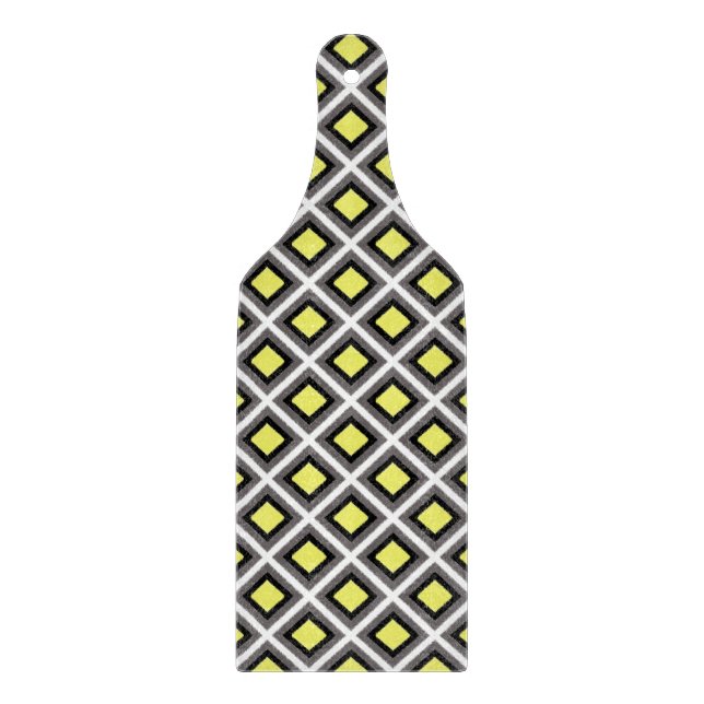 Planche À Découper Diamants d'ikat gris foncé, noir, jaune par STaylo (Devant)