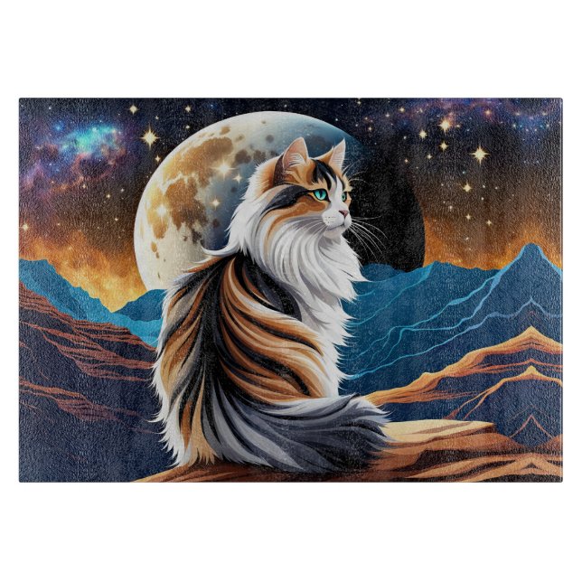 Planche À Découper Dilute Calico Chat et Lune du désert (Devant)