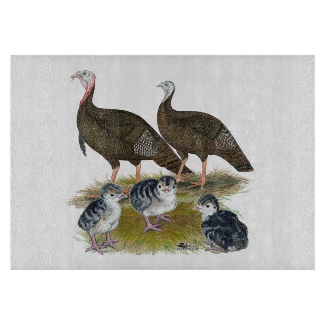 Planche À Découper Dindes Famille Sauvage de l'Est (Devant)