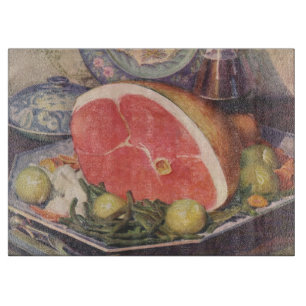 Planche À Découper Dîner vintage au jambon avec haricots verts et pom