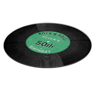 Planche À Découper Disque Vinyle Rétro Rock N Roll Vert Anniversaire
