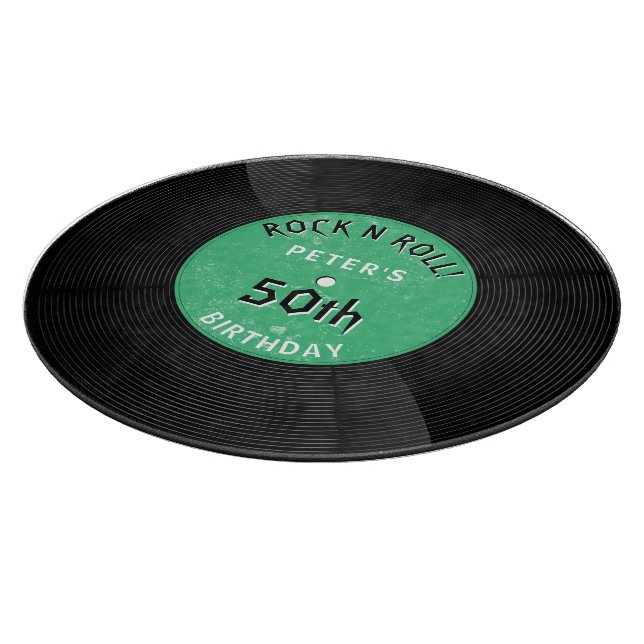 Planche À Découper Disque Vinyle Rétro Rock N Roll Vert Anniversaire (Coin)