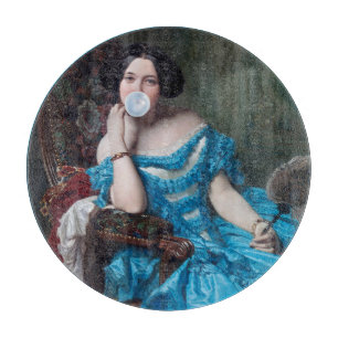 Planche À Découper Divas au bubble gum en satin bleu 