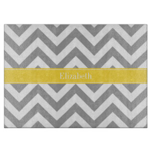 Planche À Découper Dk Gray White LG Chevron Pineapple Nom monogram