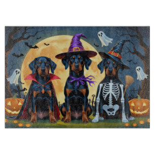 Planche À Découper Doberman Chiens Citrouille Halloween Drôle