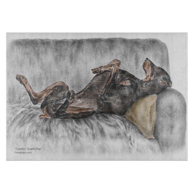 Planche À Découper Doberman drôle sur Sofa (Devant)