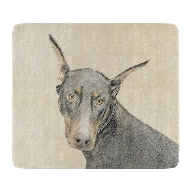 Planche À Découper Doberman Pinscher Peinture - Art Chien original (Devant)