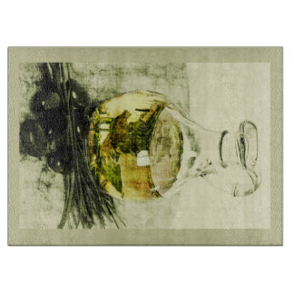 Planche À Découper d'olive d'huile de carafe toujours la vie