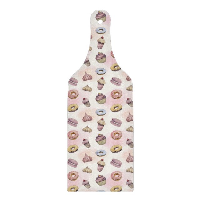 Planche À Découper Donuts Cupcakes Mignon Tendance Forêt Aquarelle (Devant)