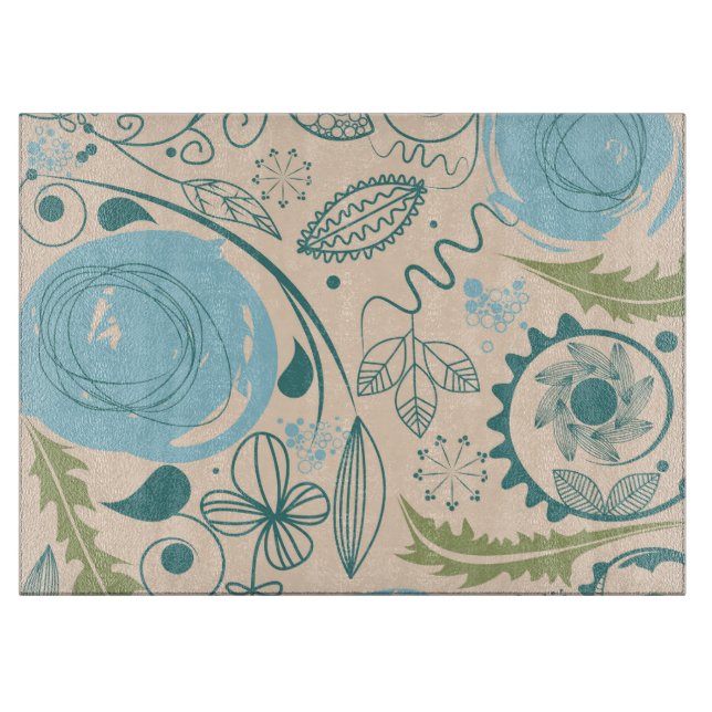 Planche À Découper Doodles de fleurs (Devant)