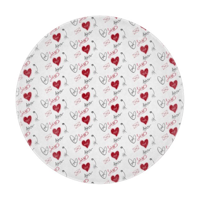 Planche À Découper Doodles Fantaisistes Saint-Valentin Dessinés à la  (Devant)
