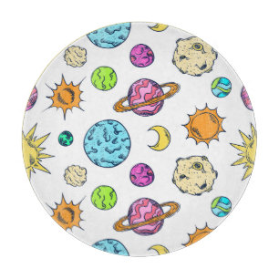 Planche À Découper Doodles spatiaux Arrière - plan cosmique