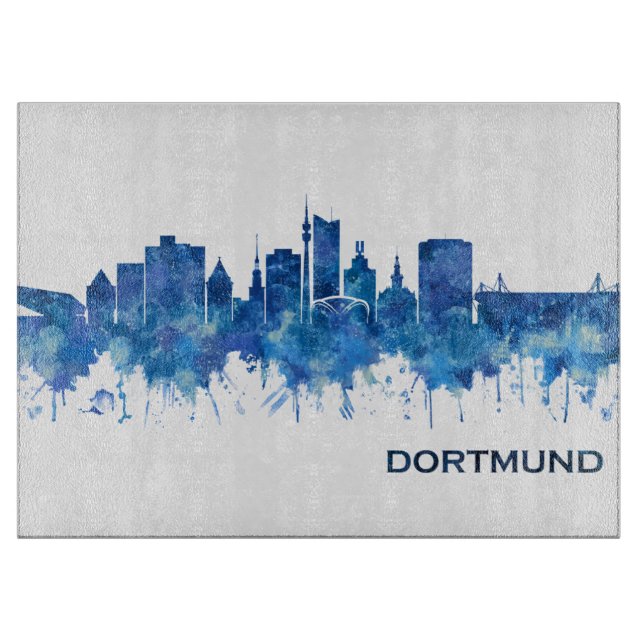 Planche À Découper Dortmund Allemagne Skyline Blue (Devant)