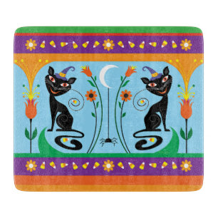 Planche À Découper Doux Whiskers et Fleurs Sombres