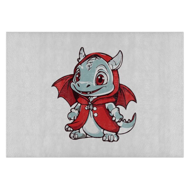 Planche À Découper Dragon albinos en rouge (Devant)