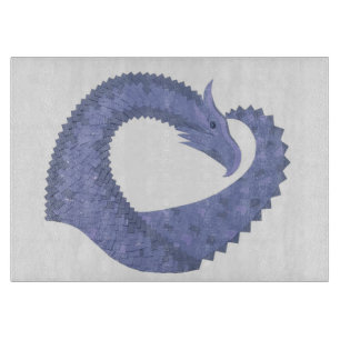 Planche À Découper Dragon de coeur gris bleu sur blanc