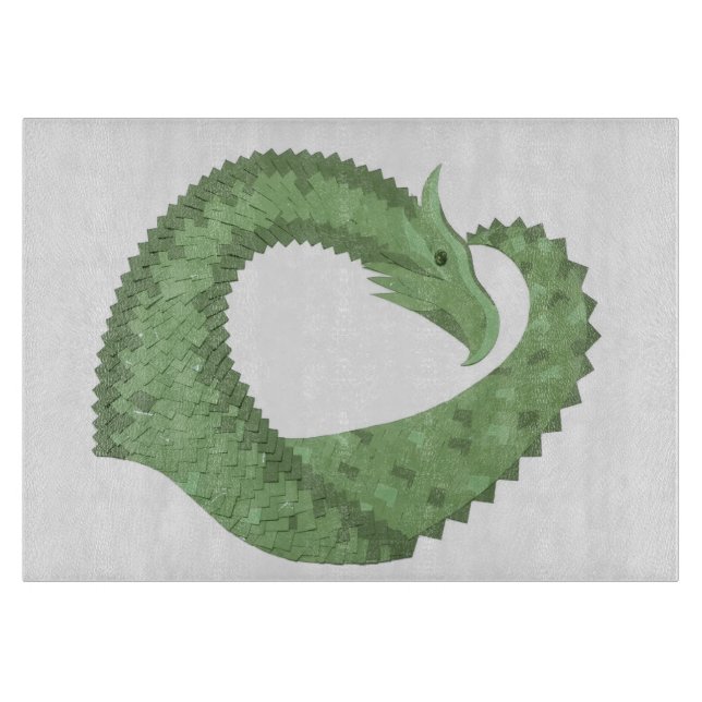 Planche À Découper Dragon de coeur vert olive blanc (Devant)